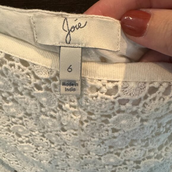 Joie White Crochet Lace Shorts Women’s 6 Boho Resortwear Cotton Silk Lined - Picture 7 of 9